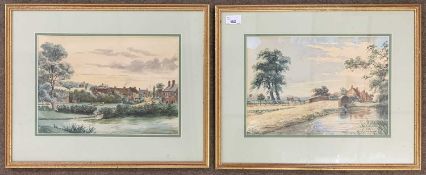 British School, 19th century, a pair of countryside / rural landscape scenes, one initialed E.H. and