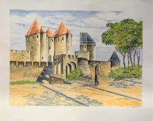 Eric Rogers, Carcassone, lithograph in colours, artist's proof, signed in pencil, 52x69cm, unframed