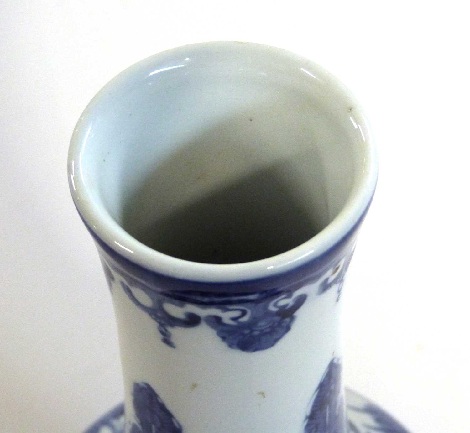 A Chinese porcelain vase, 20th Century with a painted blue and white floral design, 32cm high - Image 6 of 9