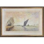 Arthur A. Pank (British, 20th century), Wherry pasing St Benet's Abbey, oil on board, signed,