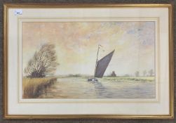 Arthur A. Pank (British, 20th century), Wherry pasing St Benet's Abbey, oil on board, signed,