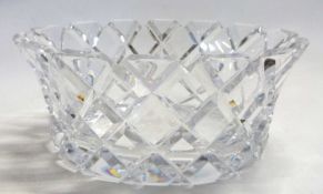 A large Orrefors bowl with a lattice diamond type design, engraved Orrefors to base with initials GC