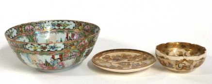 A 20th Century Cantonese porcelain bowl with typical polychrome decoration of flowers and figures