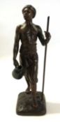 Spelter model of a tribesman, indistinctly signed to base, 34cm high