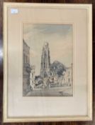 Arthur E. Davies RBA RCA (British,1893-1988), "Boston Church", watercolour and ink, signed, 28x40cm,