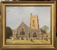 Hugh Boycott Brown RSMA (British,1909-1990), "Aldeburgh Church", oil on board, signed, inscribed '73