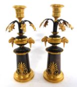 Pair of 19th Century French Ormulu and Bronze Candlesticks