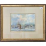 Bernard Finegan Gribble (British,1872-1962), Cornish coastal scene depicting tall rigged ships and