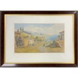 William J.Ferguson (British, b.1932), Port Messsina, Italy, watercolour, signed, 28x47cm, framed and