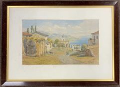 William J.Ferguson (British, b.1932), Port Messsina, Italy, watercolour, signed, 28x47cm, framed and