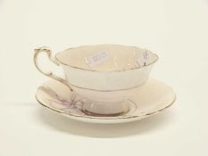 Paragon cup and saucer of shaped design with the lilac pattern