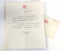 Signed letter by Princess Margaret with original envelope addressed to Mr B Humphrey, employee on