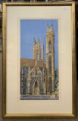 John Booth RA (b.1941), "St Michael the Archangel at Booton", acrylic, signed, 29x63cm, framed and