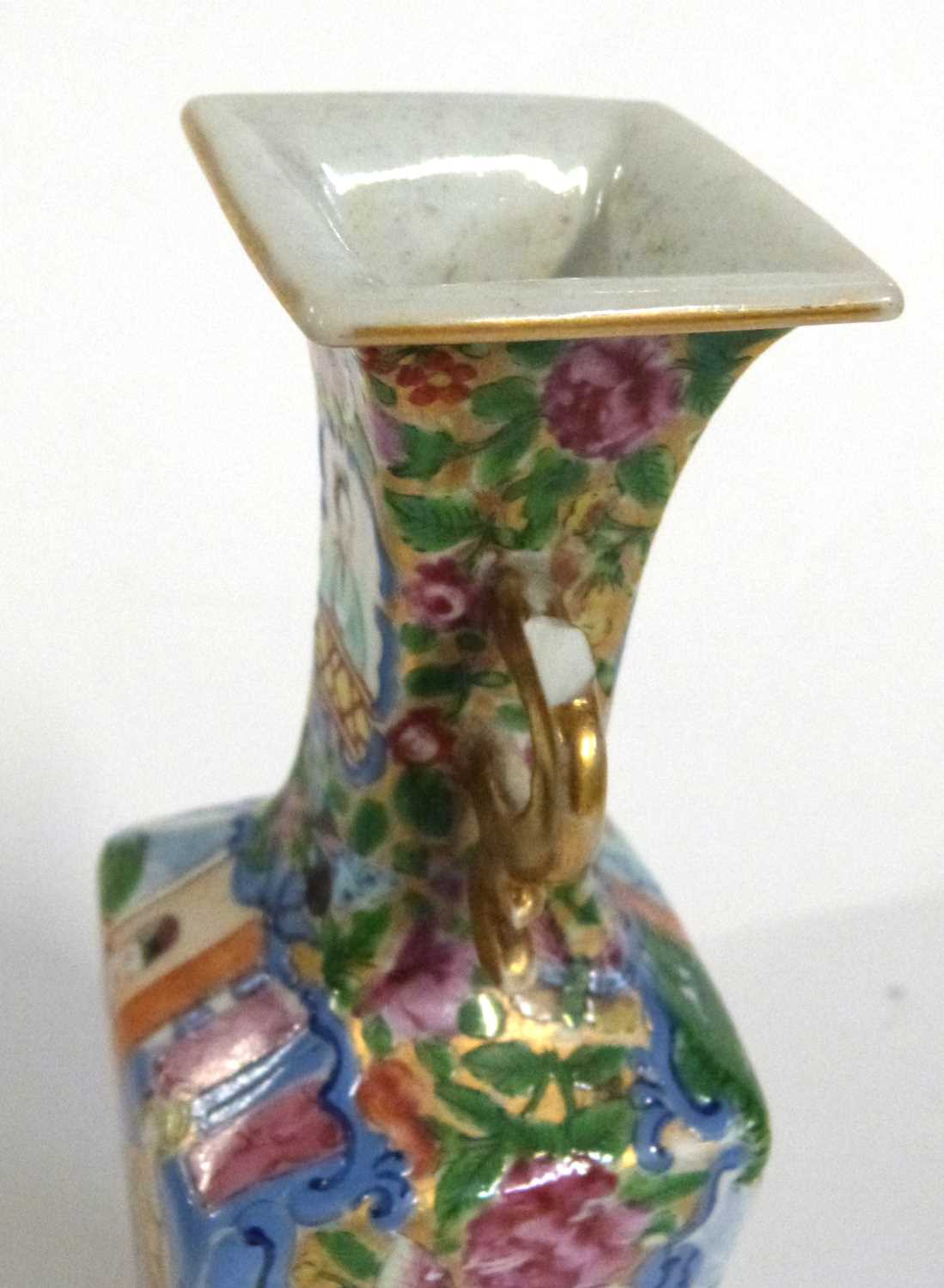 A 19th Century Cantonese porcelain vase of quatrelobe form decorated with Chinese figures (one - Image 6 of 8