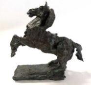 A bronze model of a galloping horse on rectangular base, sculpted by Robert Crutchley with
