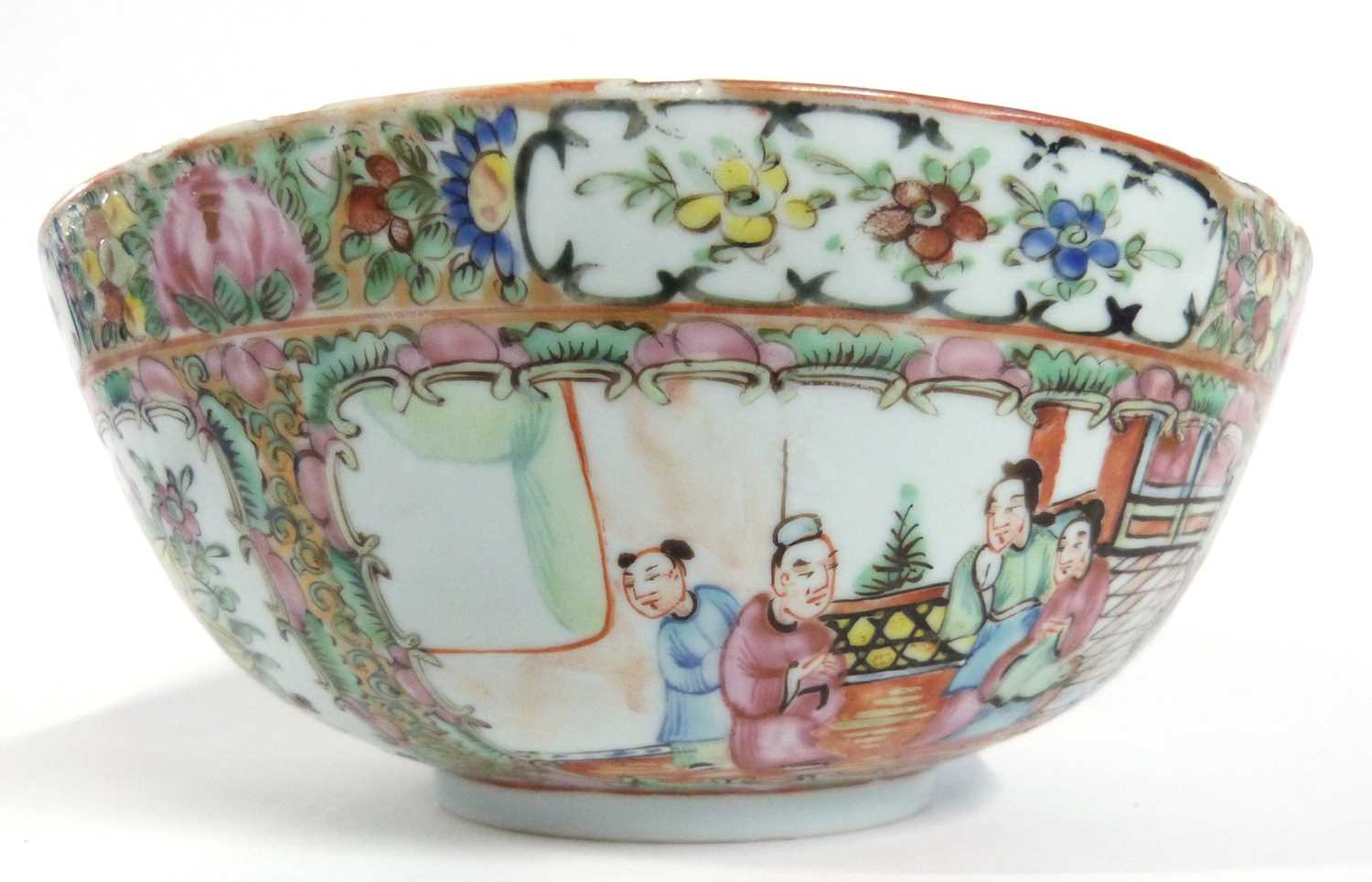 A 20th Century Cantonese porcelain bowl with typical polychrome decoration of flowers and figures - Image 5 of 15
