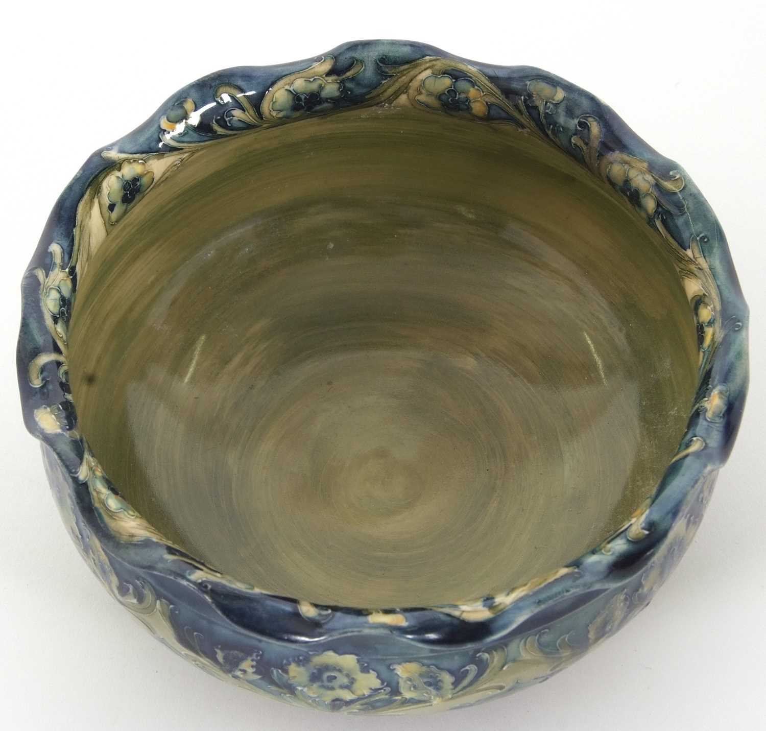 A Moorcroft Florian ware bowl made for Liberty with a Art Nouveau stylised floral design in green - Image 2 of 11