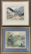 British School, 20th/21st century, a pair of watercolour and ink landscapes, indistinctly signed (