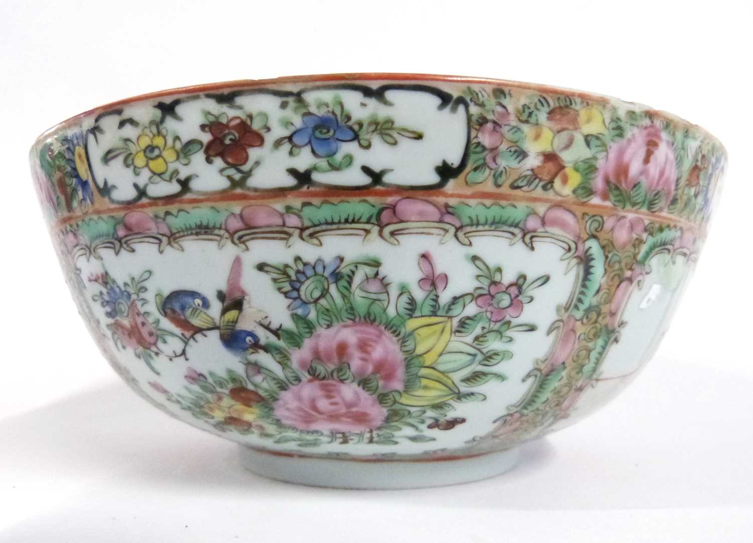 A 20th Century Cantonese porcelain bowl with typical polychrome decoration of flowers and figures - Image 4 of 15