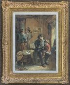 Henry Benjamin Roberts RBA (1831-1915), Interior scene depicting a gentleman with a child knee,