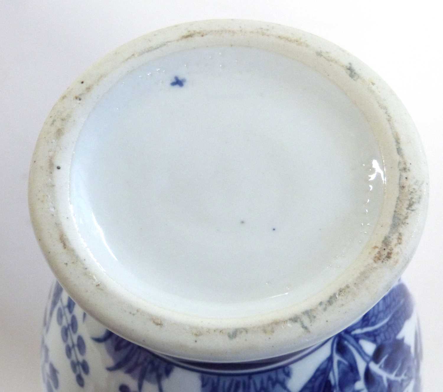 A Chinese porcelain vase, 20th Century with a painted blue and white floral design, 32cm high - Image 7 of 9