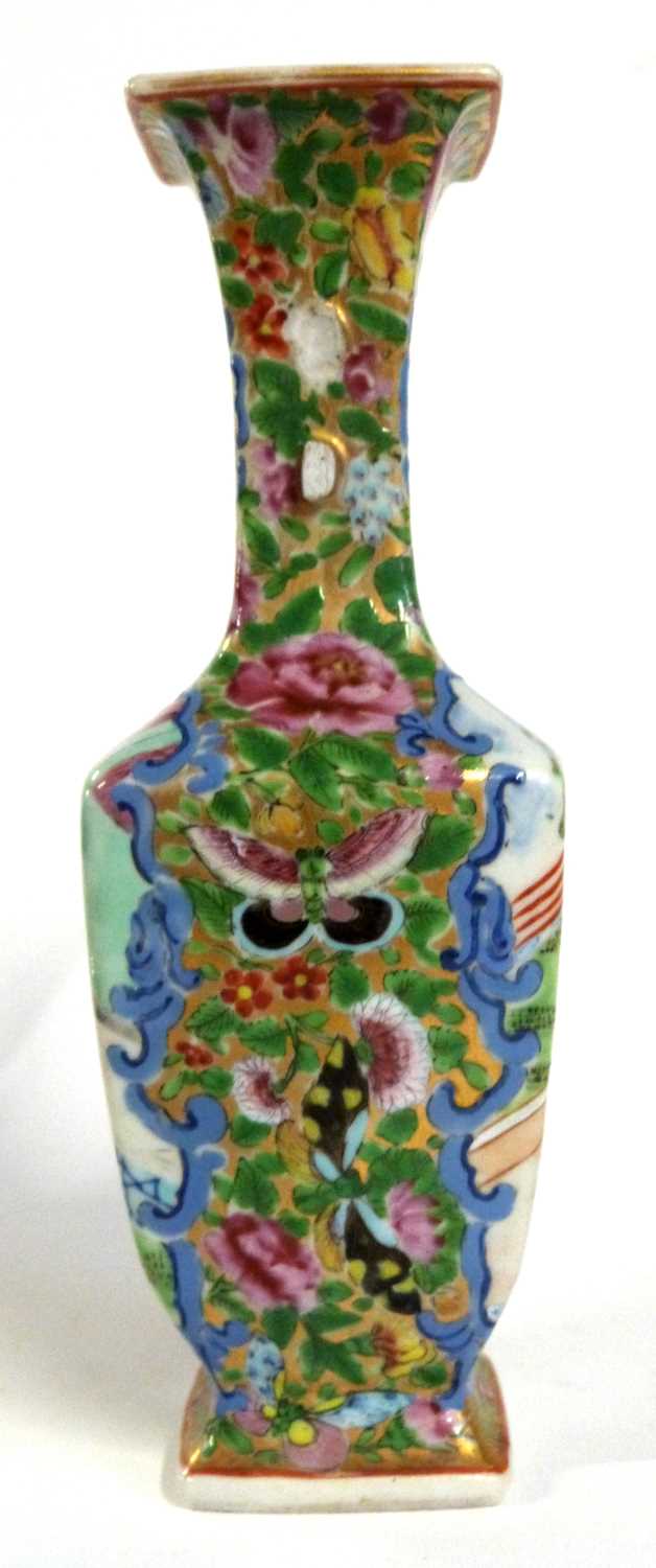 A 19th Century Cantonese porcelain vase of quatrelobe form decorated with Chinese figures (one - Image 2 of 8