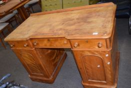 A Victorian satin wood veneered twin pedestal knee hole dressing table with three drawers and two