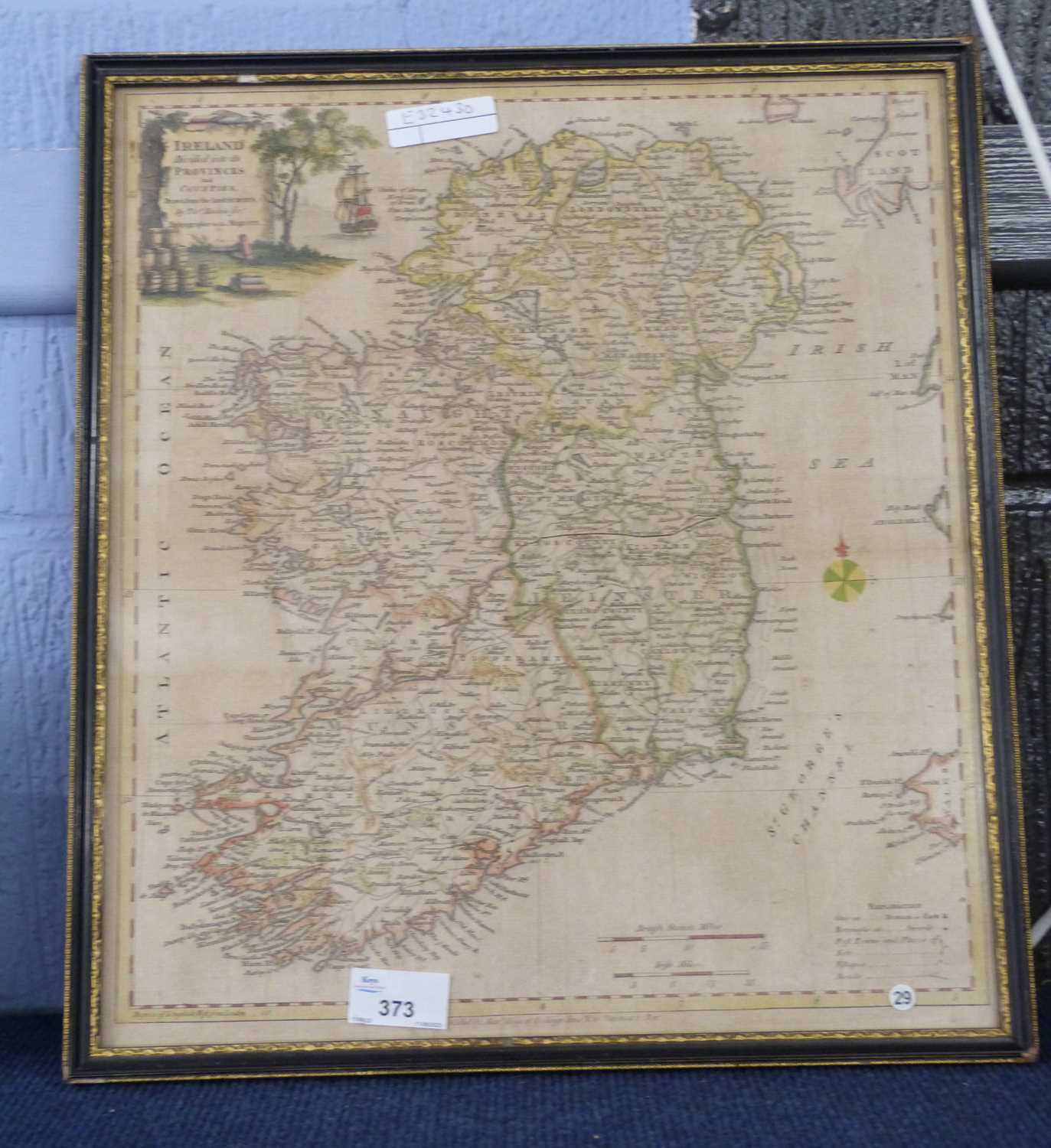 A framed map of Ireland divided into Provinces by Thomas Kitchin, published by Alexander Hogg at