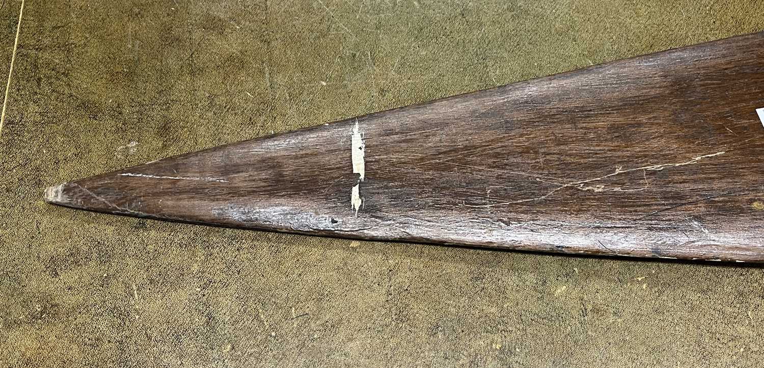 Ethnographica Interest - A large wooden tribal paddle, approx 185cm long, max 16cm wide - Image 4 of 39