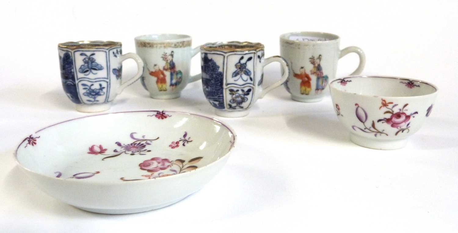 Group of Chinese porcelain tea wares including a late 18th Century Chinese porcelain Famille Rose