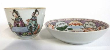 19th Century Chinese beaker with polychrome decoration together with a 18th Century Chinese