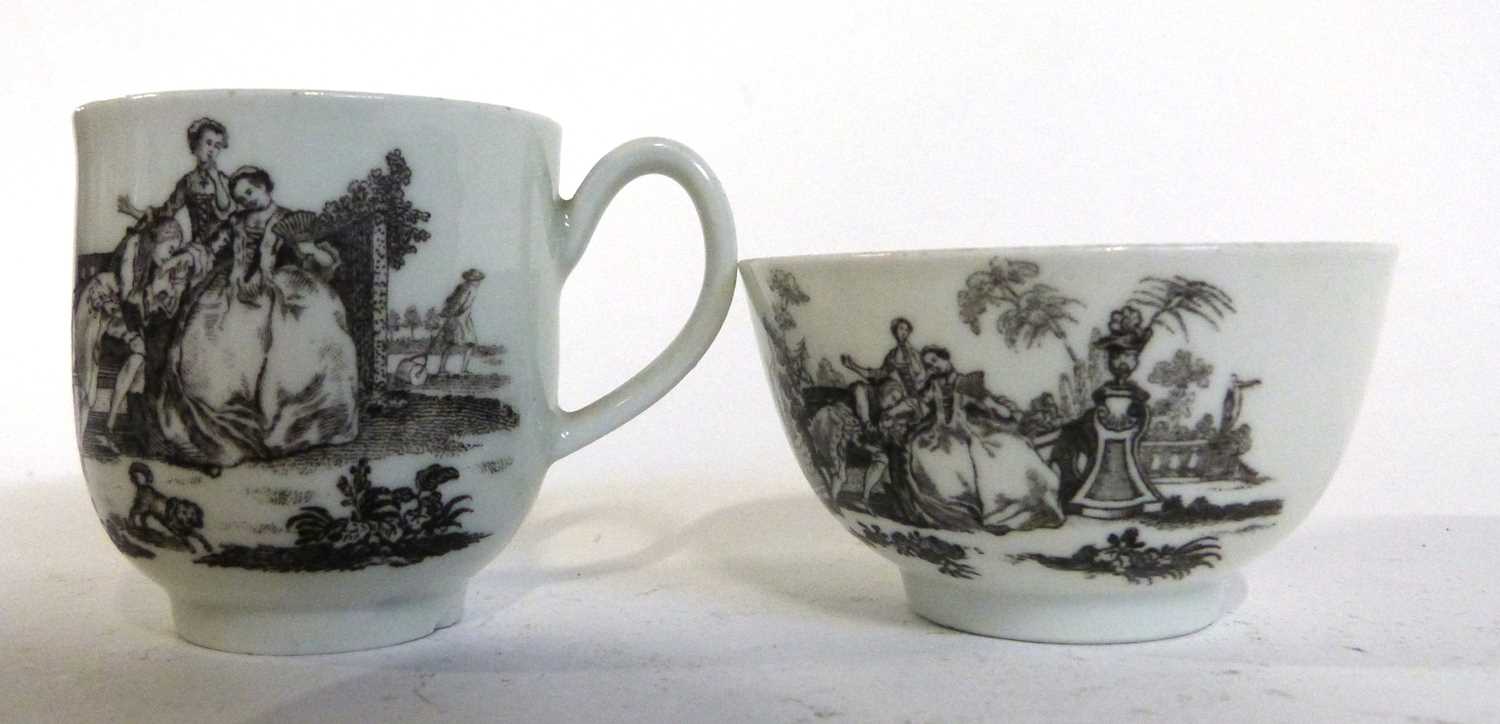 A Worcester tea bowl and saucer with matching cup, all printed with the L'amore print - Image 4 of 6