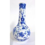 A 19th Century Chinese porcelain vase with blue and white decoration of auspicious objects in Kangxi