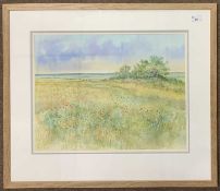 John Hurst (British, 20th century) 'Poppyland towards the Sea, Cley Norfolk', watercolour,