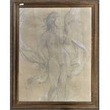 Glasgow school, circa 20th century, female nude study, pencil heigtened in white on paper,