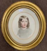 William Henry Goose (British,1816-1885), oval portrait of a young girl, inscribed on verso: '