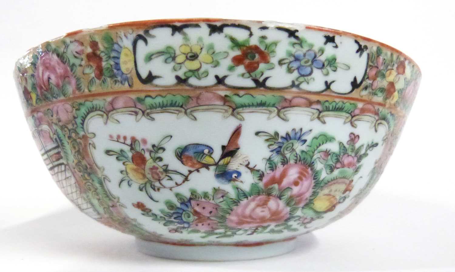 A 20th Century Cantonese porcelain bowl with typical polychrome decoration of flowers and figures - Image 6 of 15