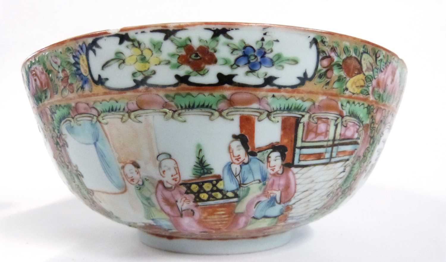 A 20th Century Cantonese porcelain bowl with typical polychrome decoration of flowers and figures - Image 3 of 15