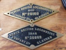 Railway Interest - Two brass plaques for the North British Locomotive Company, Glasgow 1947/49, 34cm