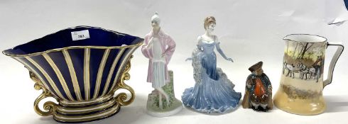 Wade vase in Sevres style together with a Coalport ladies fashion figure, Miss 1926 and Debbie