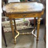 Late 19th Century French side table with galleried top over a single drawer and turned and fluted