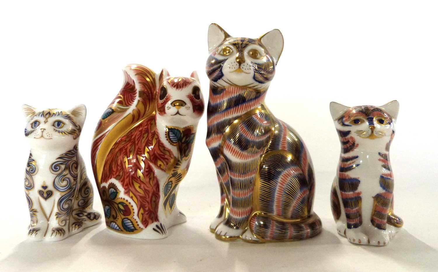 Group of four Royal Crown Derby paperweights, Gold Stopper model of a Squirrel and a Cat (lacking - Image 2 of 7
