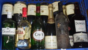 Mixed lot: to include seven bottles of Antoine de Clevecy Champagne, Gordons Gin, Croft Sherry,