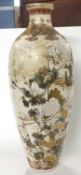 A large Satsuma ware vase of baluster form, decorated with birds and foliage, 56cm high