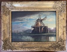 British School, circa 19th century, St Benet's Abbey, oil on board, 23x43cm, gilt framed