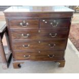 Georgian mahogany chest with two short over three long drawers raised on bracket feet, 100cm wide