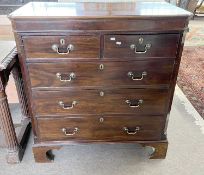 Georgian mahogany chest with two short over three long drawers raised on bracket feet, 100cm wide