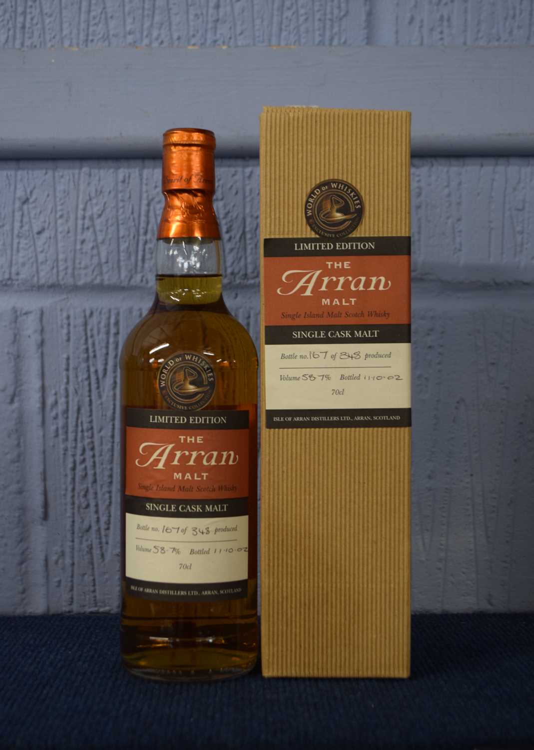 The Arran Malt Single Island Malt Whisky, Limited Edition, bottle no. 167 of 348, bottled 11.10.