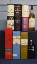 Eight bottles of whisky to incude Laphroaig, glenlivet, Glenfair, Geln Marnoch, Haig Club,