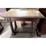 Late 19th Century mahogany centre table, raised on fluted column form legs, 100cm wide